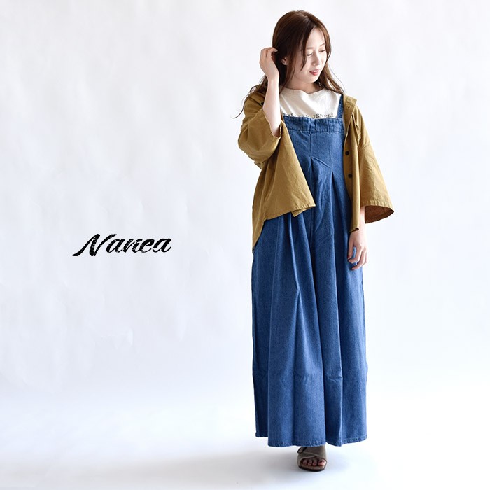 NANEA サロペット レディース デニム ワイドサロペット ワイド