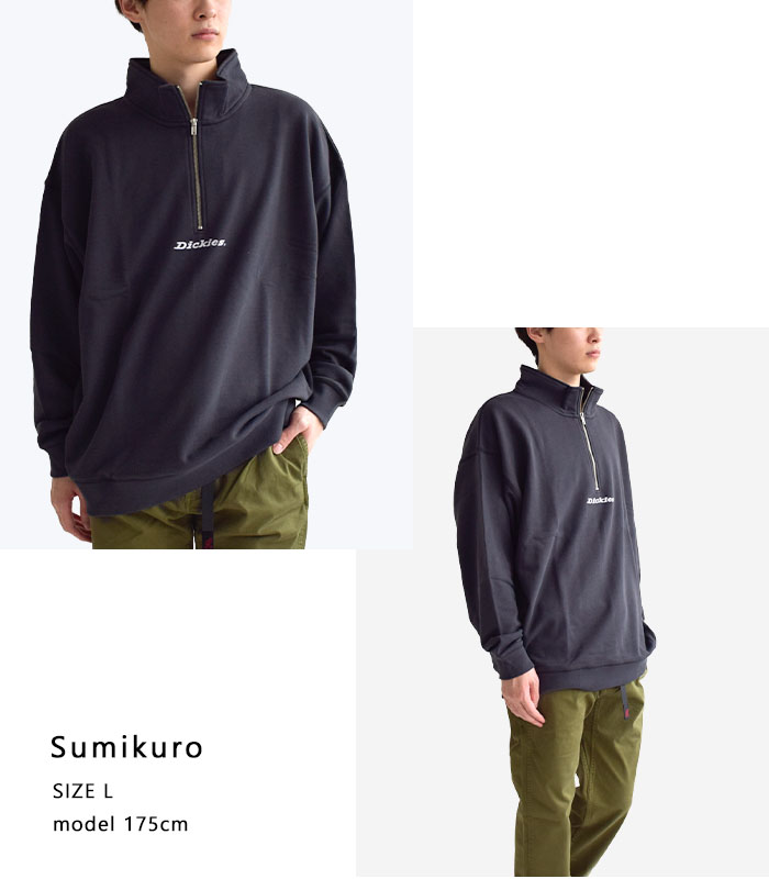 Dickies ミニ裏毛ハーフジップトレーナー レディース