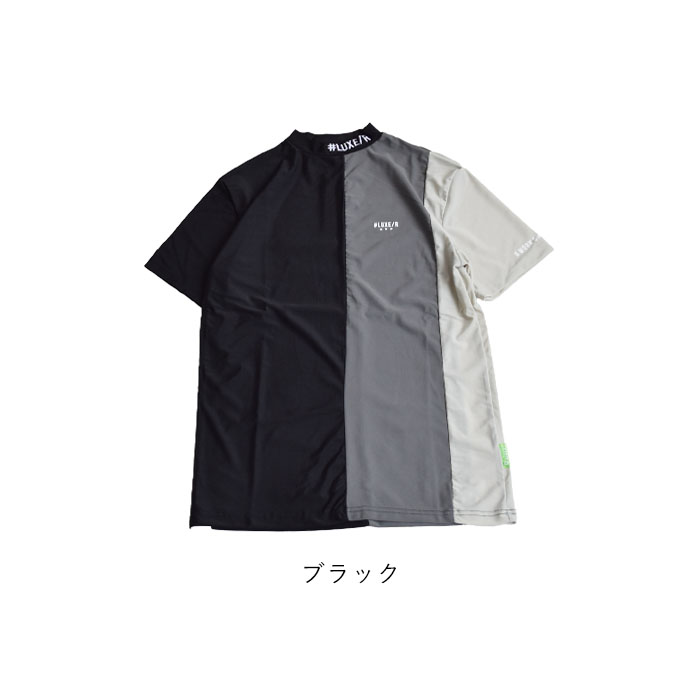 2025春夏新作 ラグジュ ゴルフ LUXE/R GOLF 半袖 Tシャツ トップス 半袖T プルオーバー 縦切替 速乾 接触冷感 ミニモック メンズ レディース 45988 LUXE/R 2025春夏新作 ラグジュ ゴルフ GOLF 半袖 Tシャツ