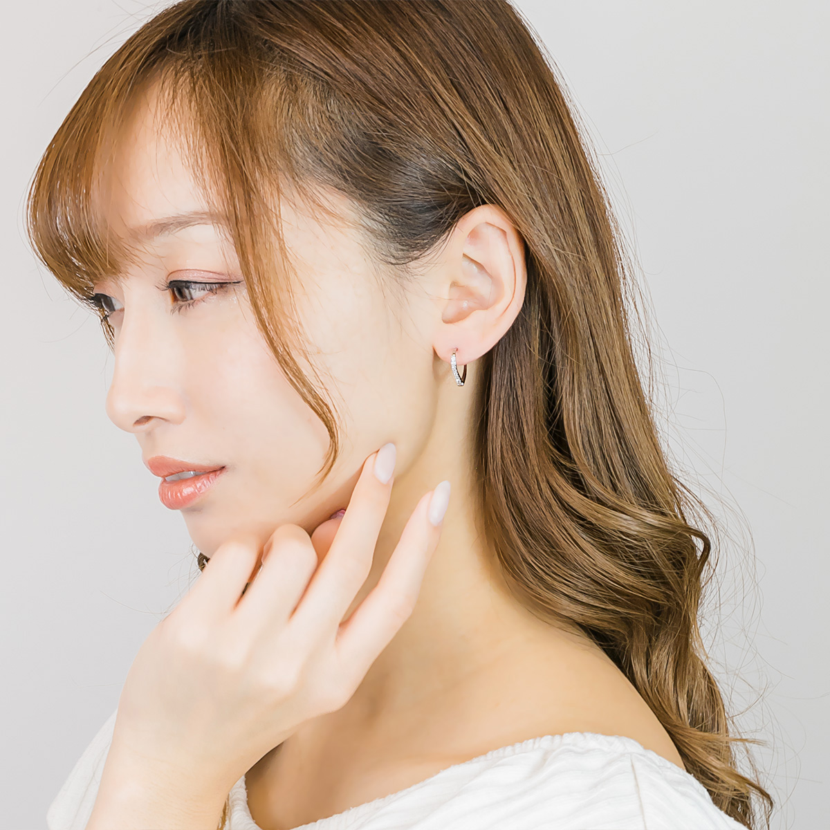 フープピアス 横から見るとハート型 プラチナコーティング