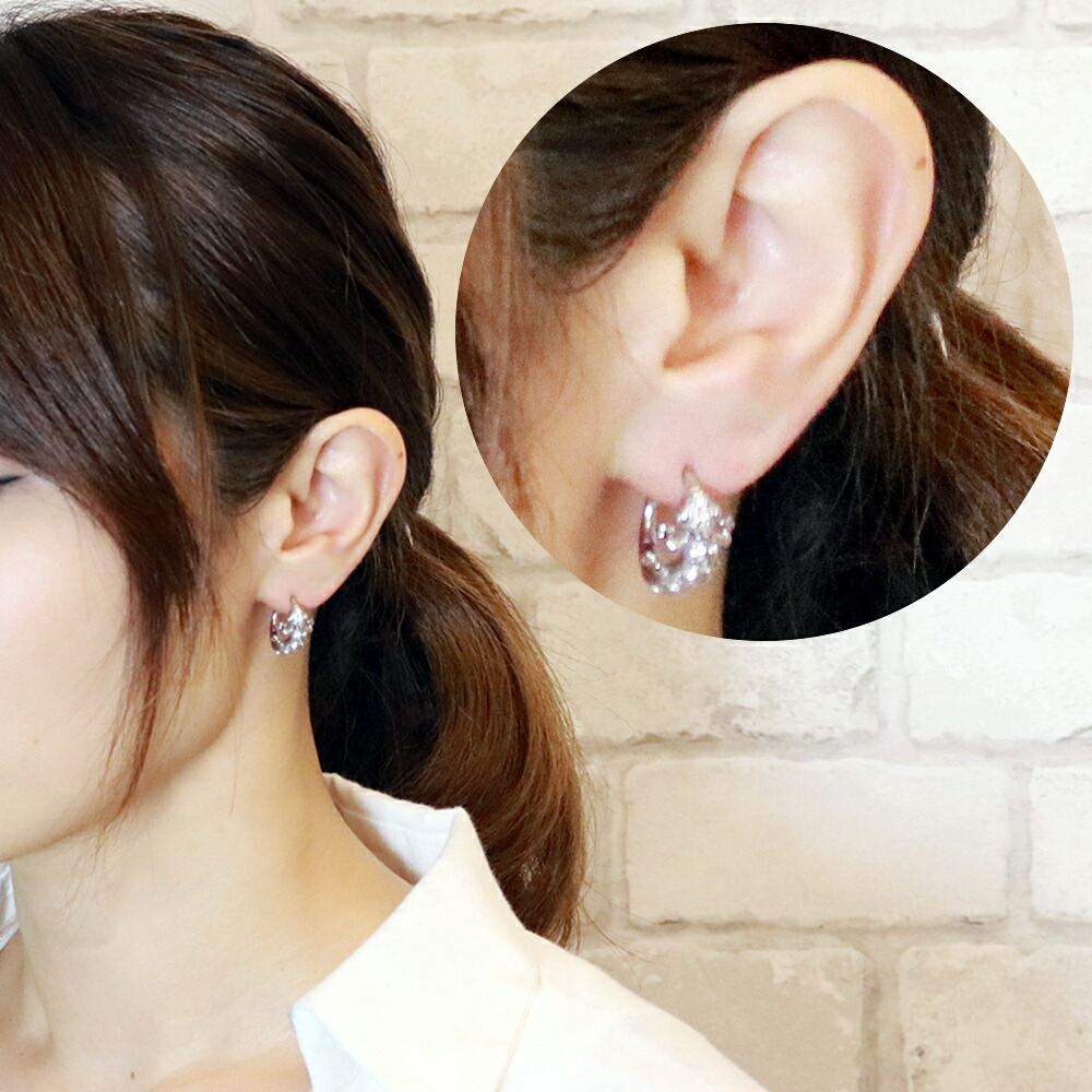 トカゲモチーフワンタッチフープピアス 片耳用 1個売り サージカル