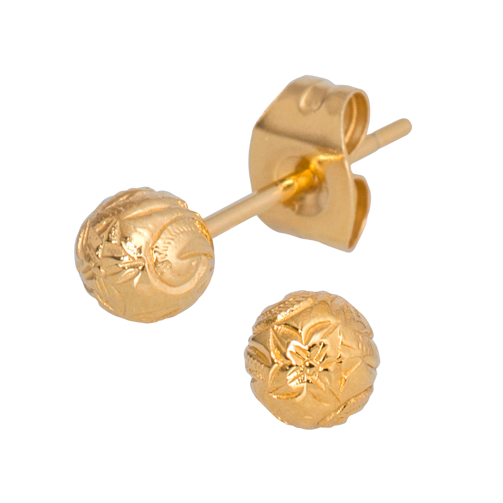 ハワイアンジュエリー 一粒ピアス スタッド サージカルステンレス316L ボール プルメリア 波 金属アレルギー対応 爆買 |  | 03