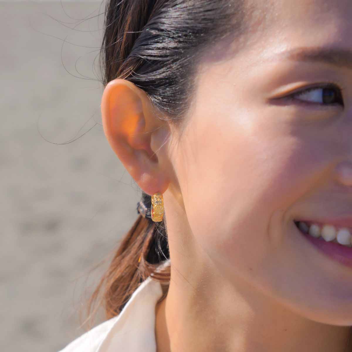 フープピアス 片耳用 1個売り サージカルステンレス316L ハワイアン
