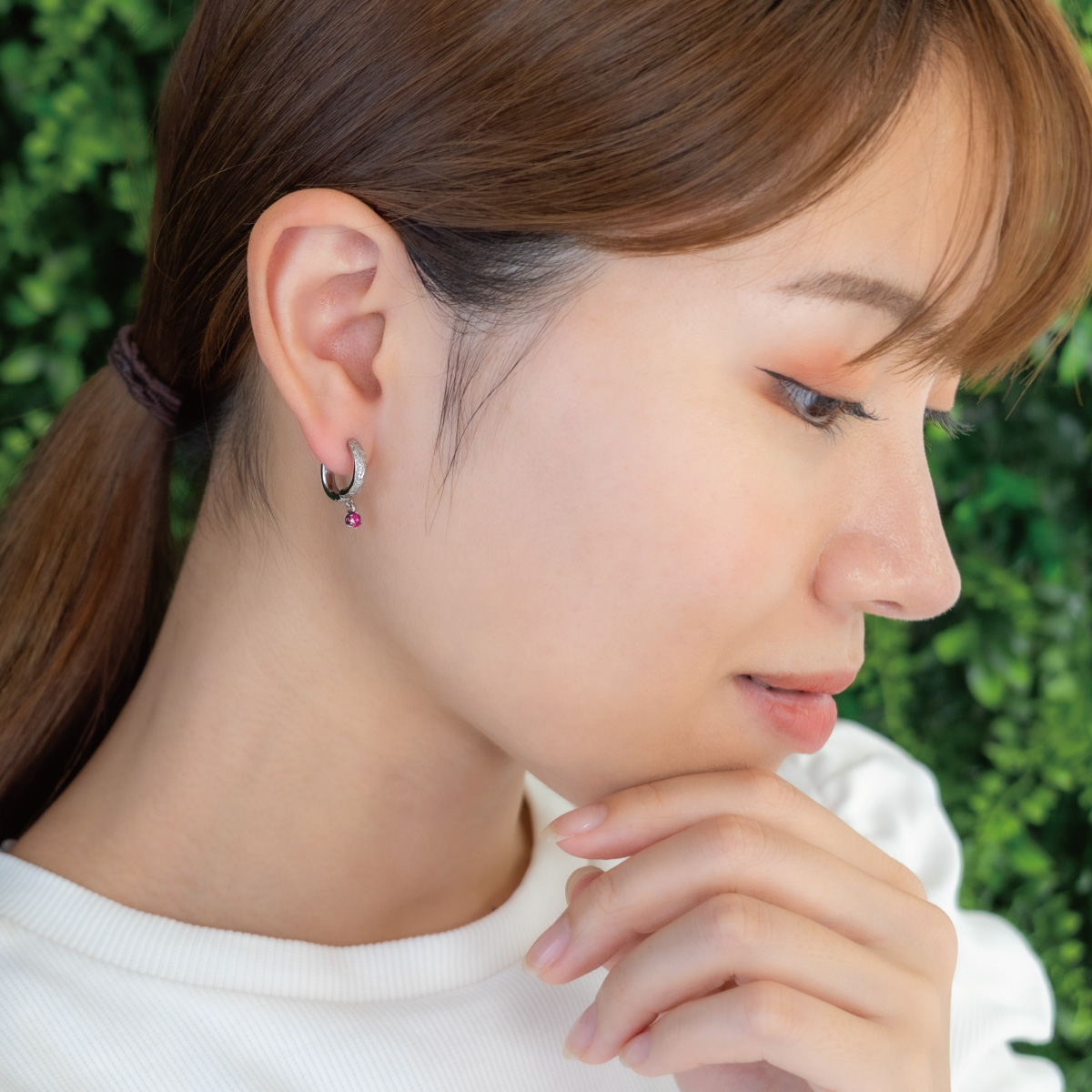 ピアス フープ レディース 片耳用 1個売り サージカルステンレス316L製 ハワイアンジュエリー ワンストーン 一石 一粒 プルメリア 波の画像