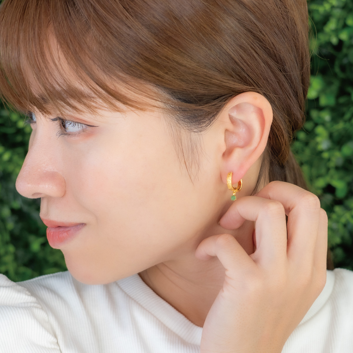 ピアス フープ レディース 片耳用 1個売り サージカルステンレス316L製 ハワイアンジュエリー ワンストーン 一石 一粒 プルメリア 波の画像