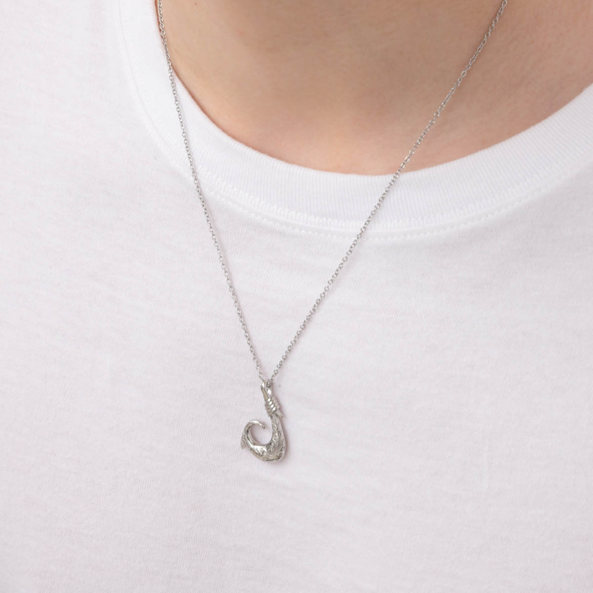 フィッシュフックネックレス   ステンレススチール316L ネックレス メンズ ハワイアンジュエリー サージカルステンレス