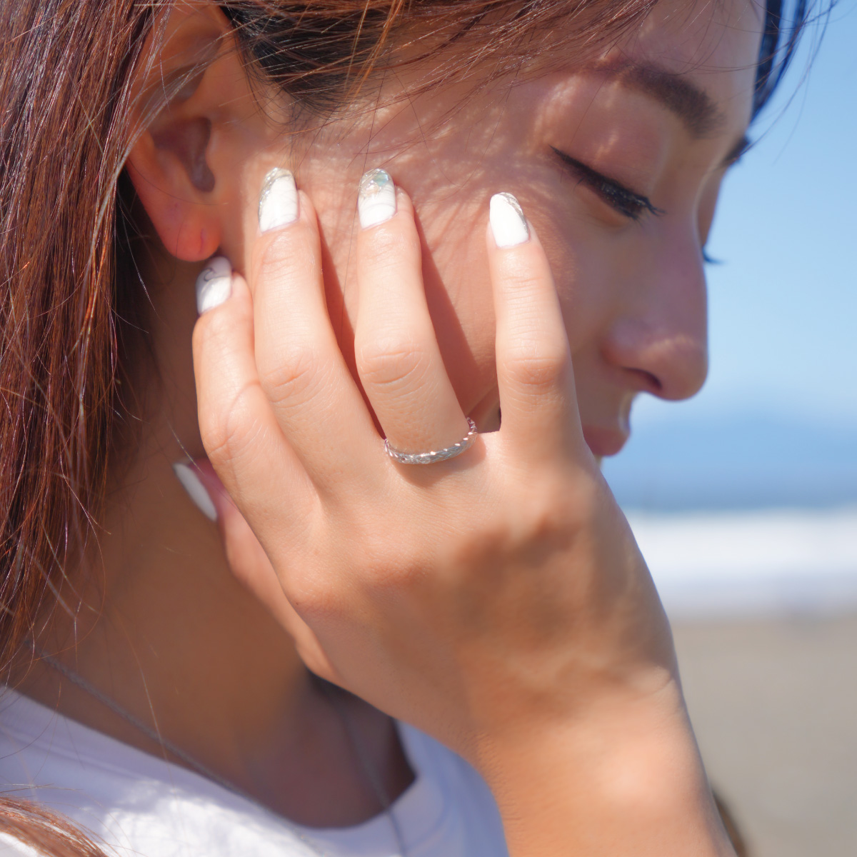 リング サージカルステンレス316L製 ハワジュ カットアウト マイレ プルメリア 花 低金属アレルギー対応 爆買の画像