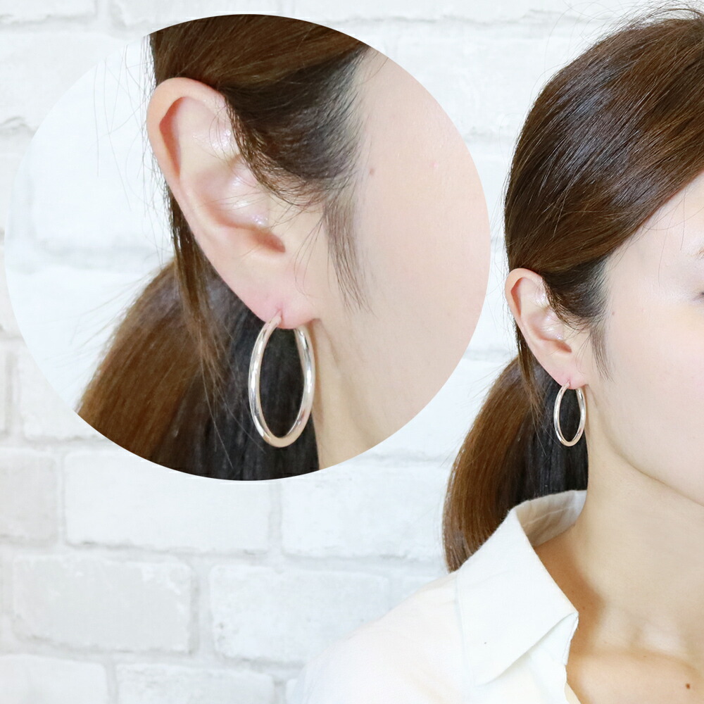 ペア太さ3ｍｍ　ハンドメイド　シルバー925　フープピアス ce061-40mm-1.jpg