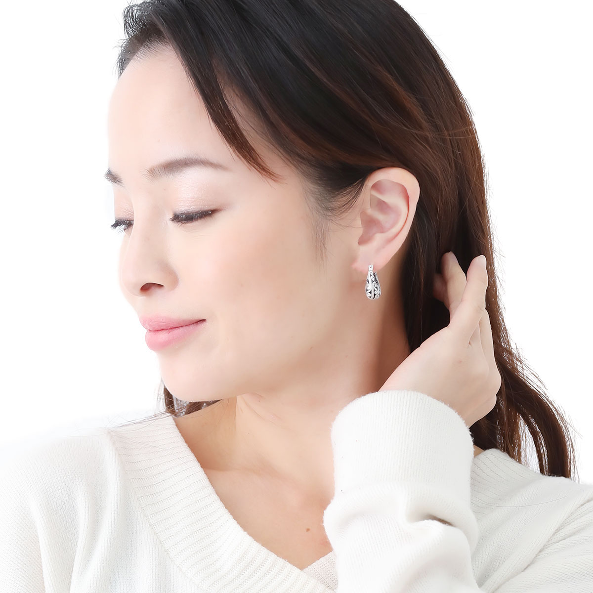 シルバー925 Silver エスニックデザインフープピアス/軽研磨仕上げ/両耳 シルバー925 silver シンプルフープピアス/軽研磨仕上げ/両耳