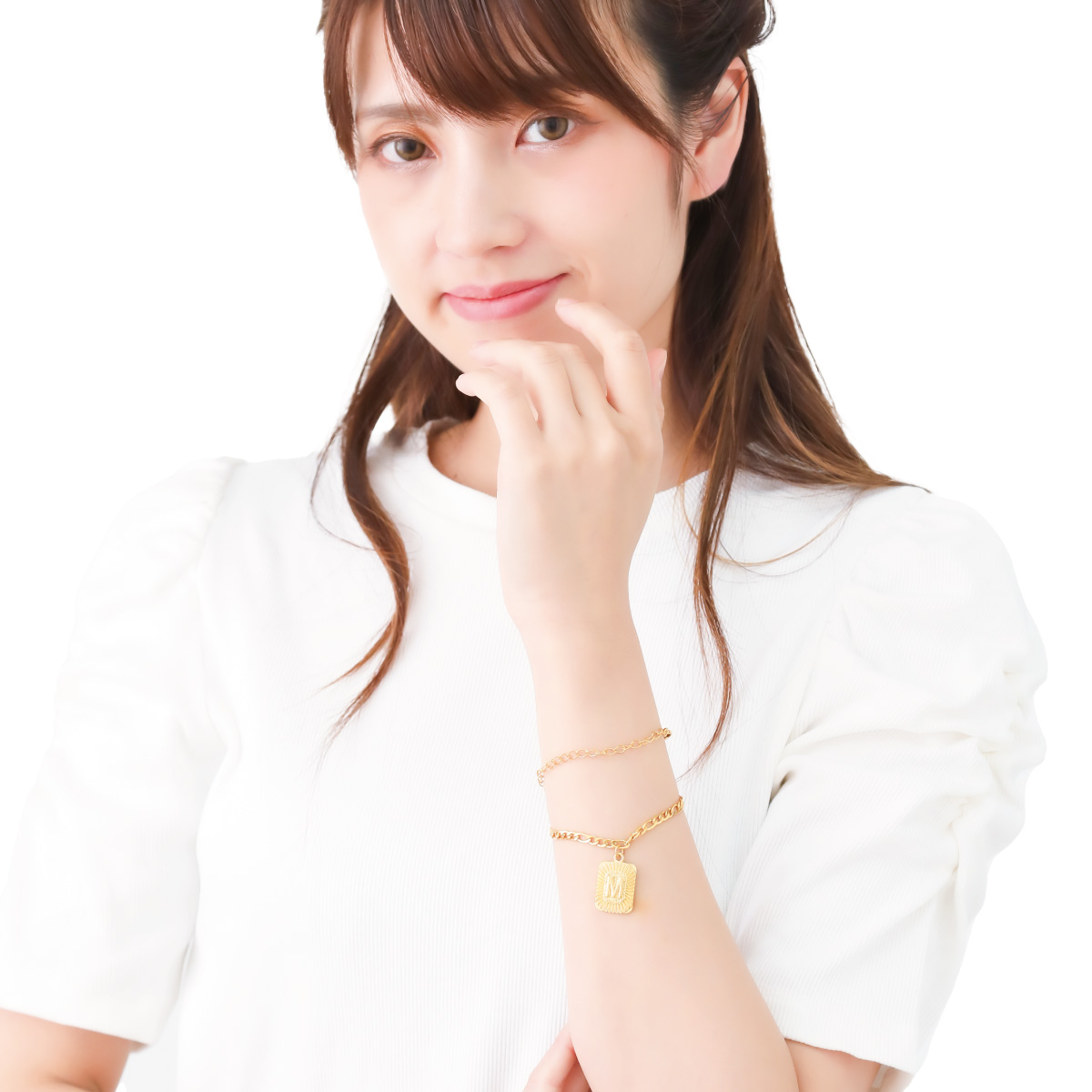 ブレスレット アンクレット サージカルステンレス製 イニシャル