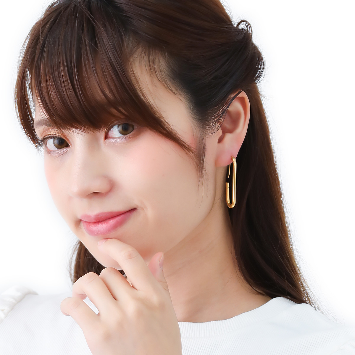 フックピアス サージカルステンレス製 J字型 楕円 オーバル