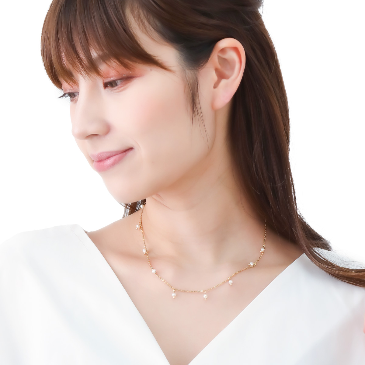 AAA淡水パール4〜5mmネックレス50cm＋アジャスター5cm パール　淡水 ネックレス ペンダント サージカルステンレス製 ミニ 淡水