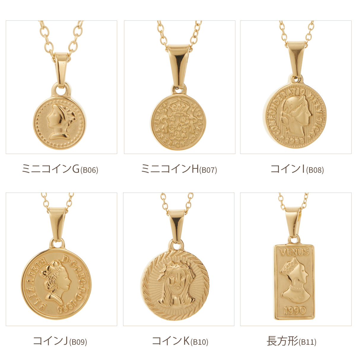匿名配送　レディース 円形 メダル ペンダント ネックレス ゴールド チタン ネックレス レディース サージカルステンレス製 コイン メダイ