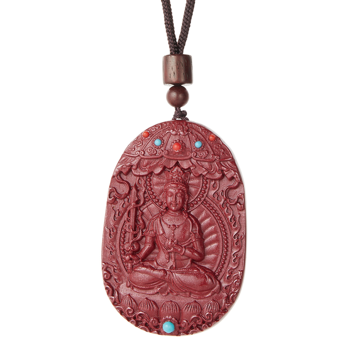 ネックレス ペンダント 天然石 辰砂 シナバー シンシャ ネリターコイズ