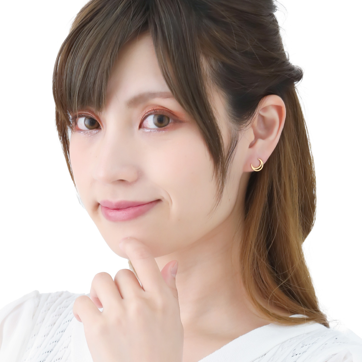 【最終価格】　K18ピンクゴールドムーンピアス　フープピアス　三日月型 037Pg【ぷっくり】フープピアス 三日月 S925 K18ピンクゴールド