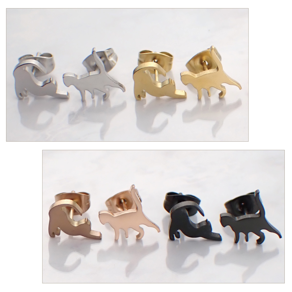 ピアス レディース サージカルステンレス製 猫 キャット ネコ