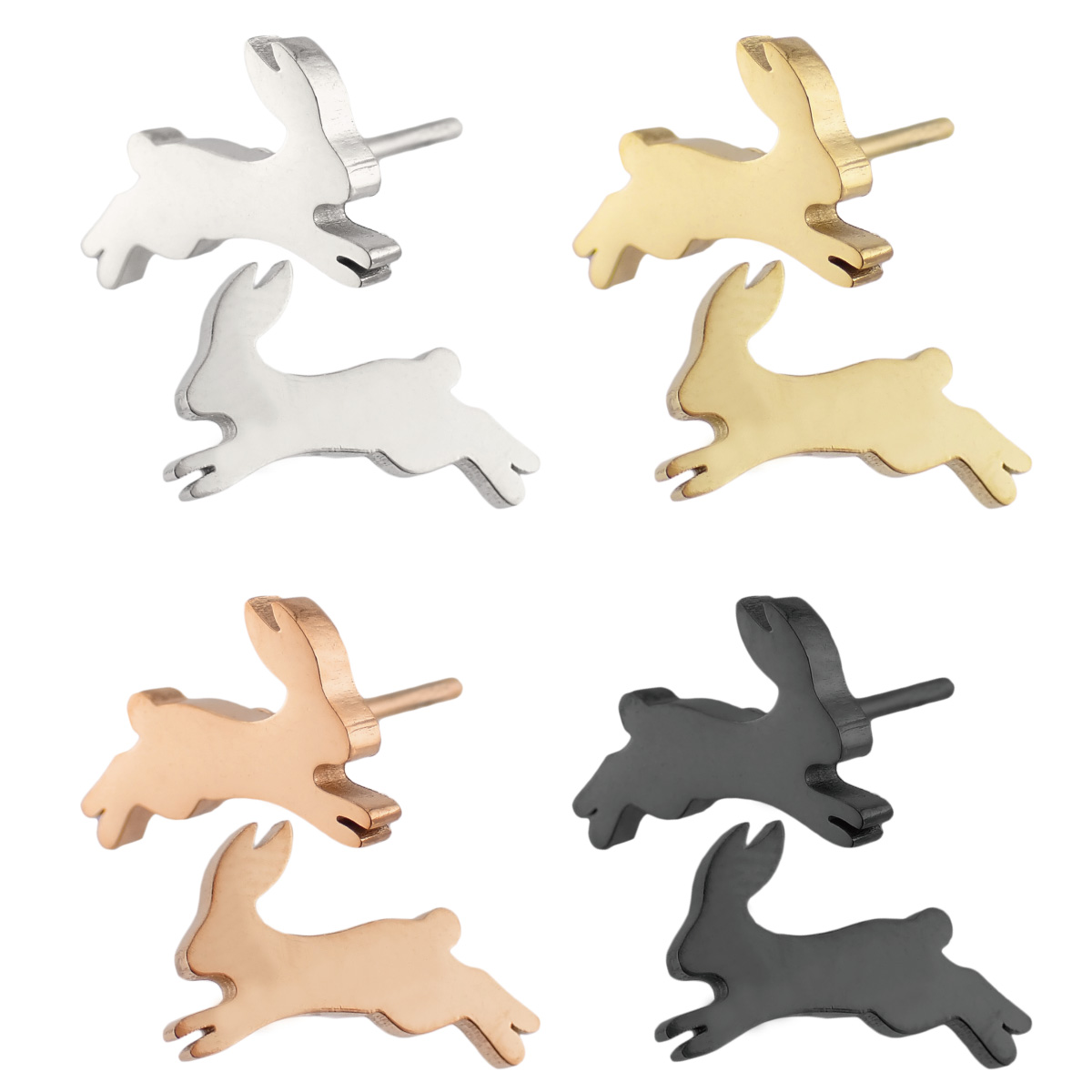 ウサギ&クローバーシルエットステンレス妻飾りWHITE