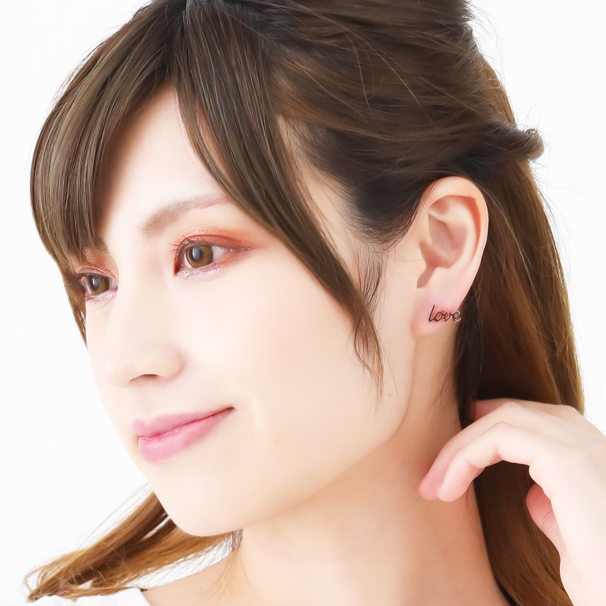 スタッドピアス レディース サージカルステンレス製 LOVE YOU 両耳用 