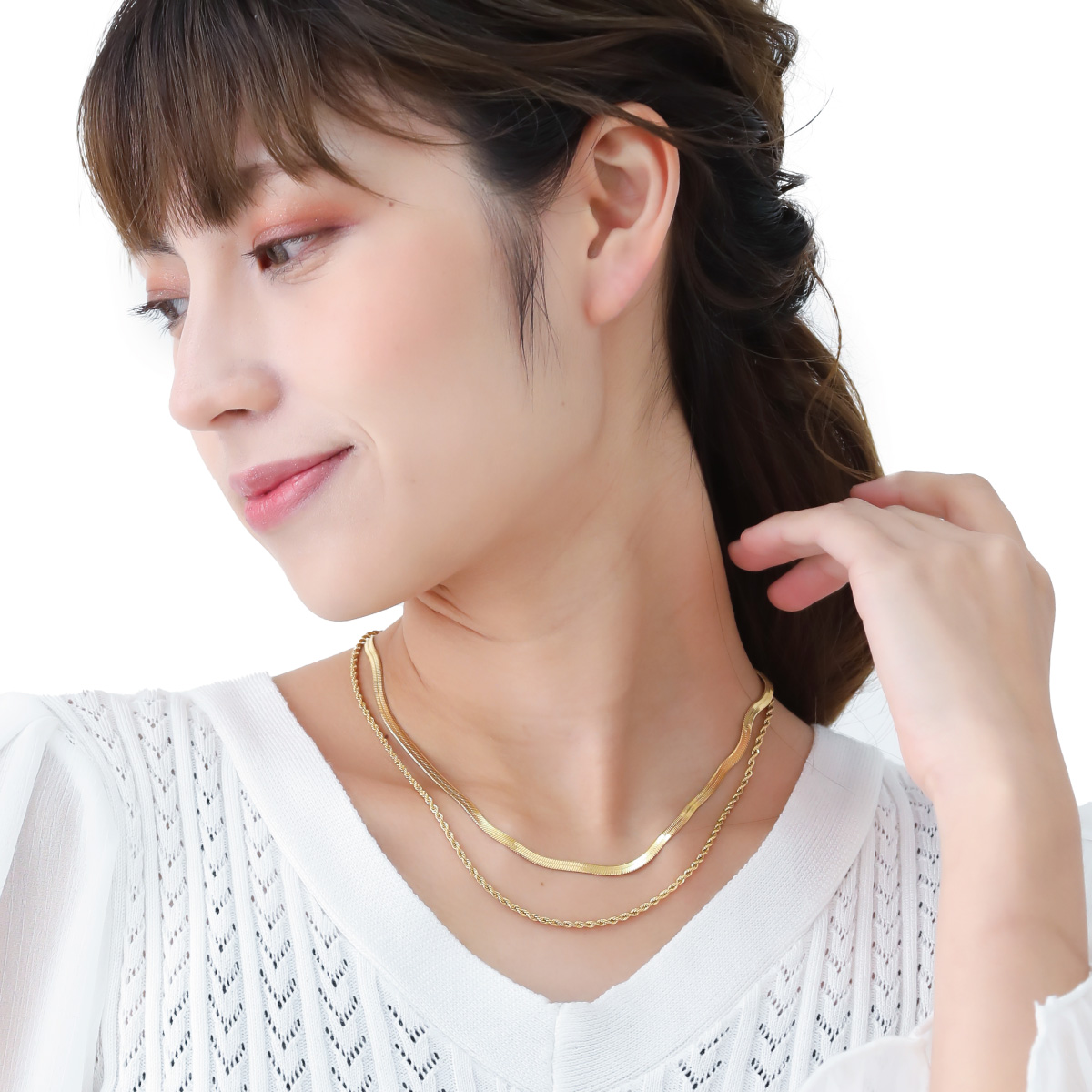高品質.18K金ゴールドネックレスレタービーズラブスネークボーン鎖骨チェーン2 Amazon | [LUXSTAR] ネックレス ブレード スネークチェーン 細め