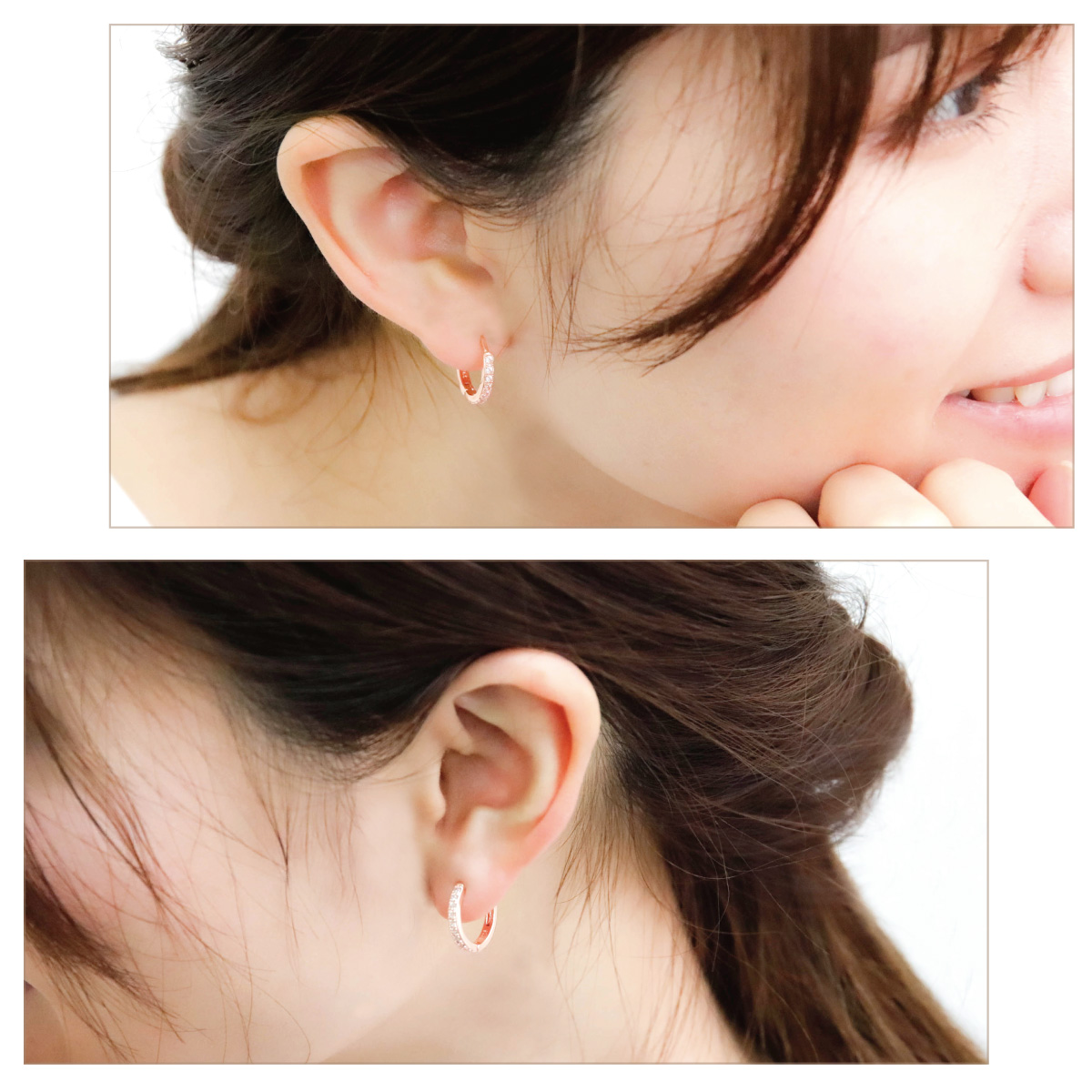 フープピアス レディース ハーフエタニティ キュービックジルコニア