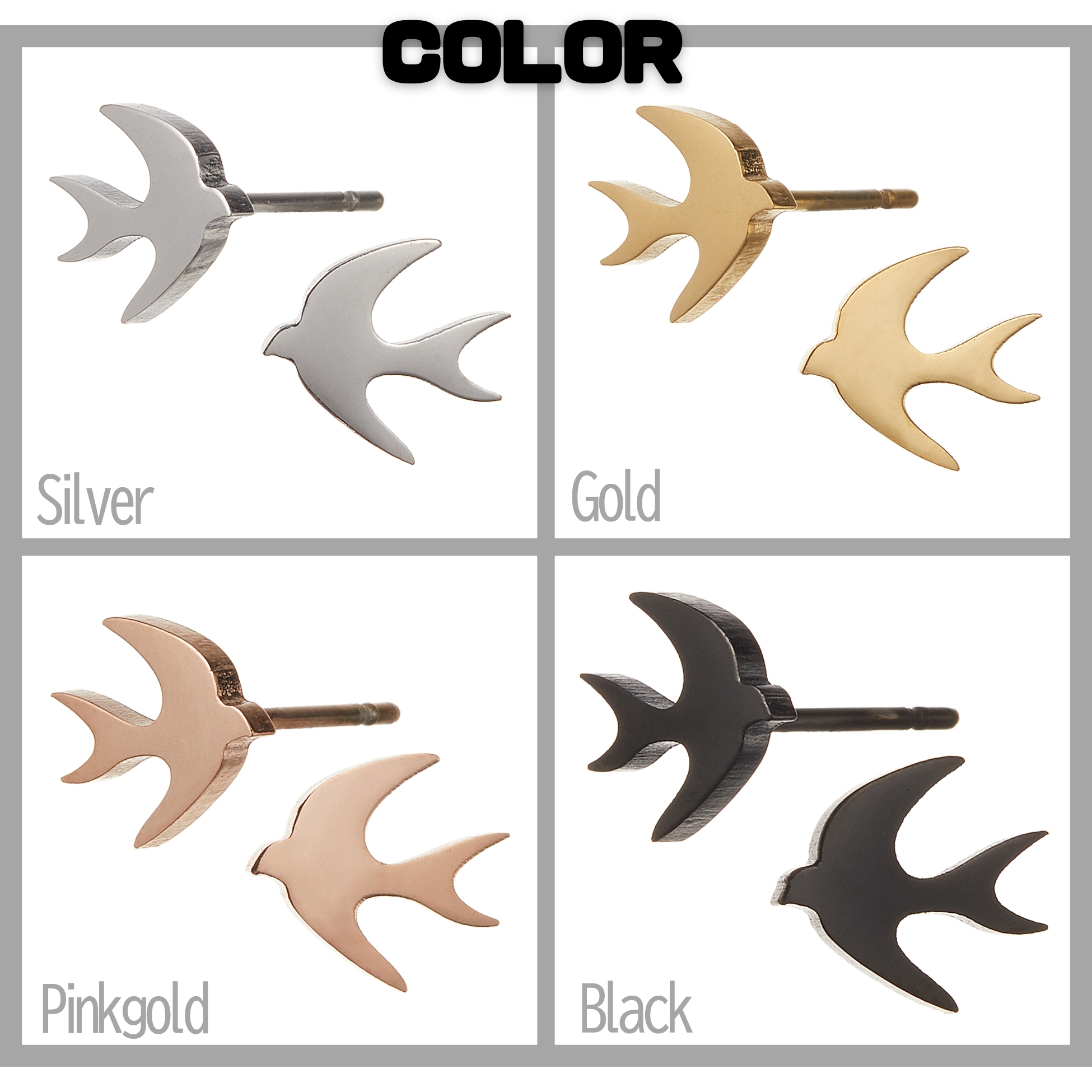 ピアス ツバメ サージカルステンレス レディース 金属アレルギー対応 