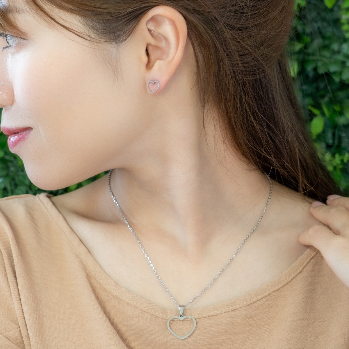 ネックレス ピアス 2点セット ハートモチーフ サージカルステンレス 