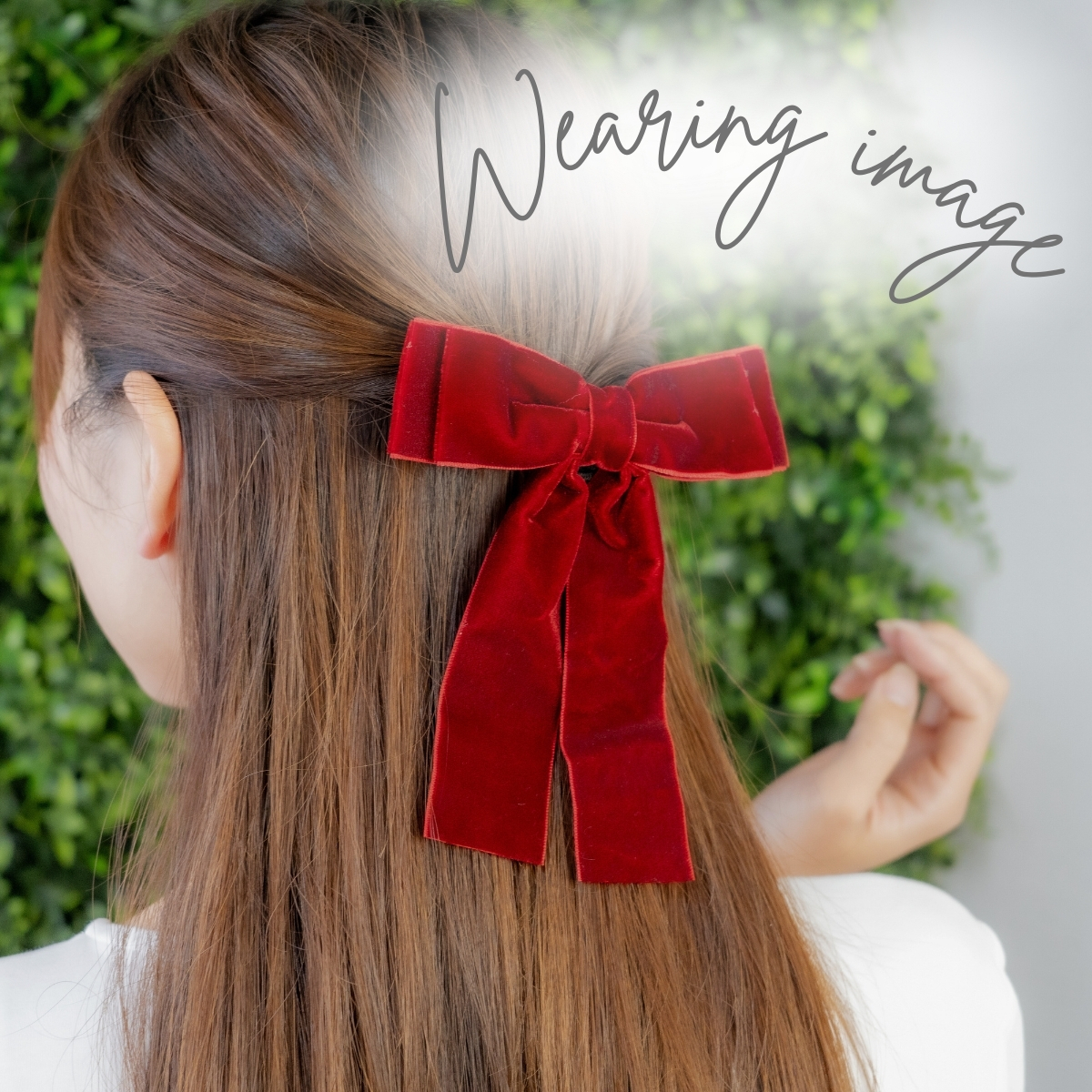 ベロア リボン バレッタ 大きめ ヘアクリップ レディース 髪飾り