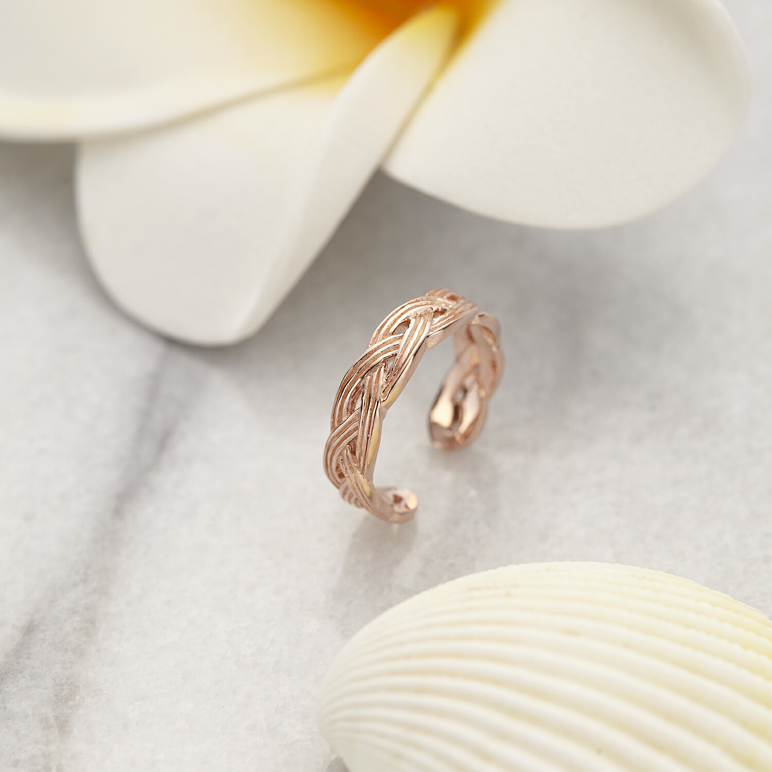 トゥリング シルバー925 ハワジュ ピンクゴールド 編み込み 編み目 三