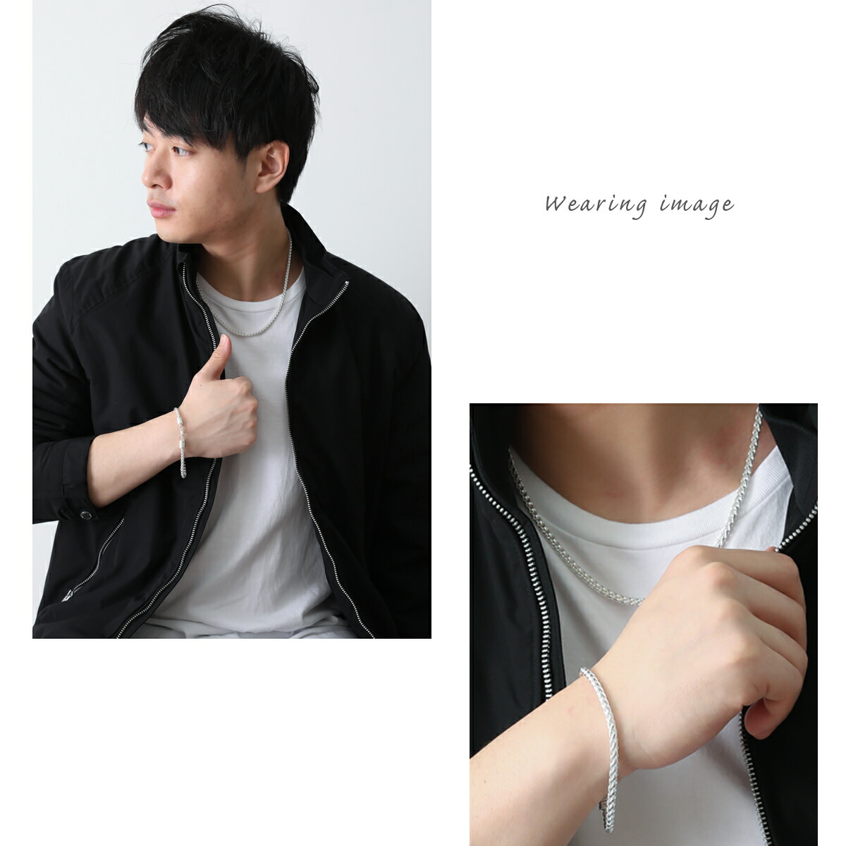 ネックレスブレスレットセット チェーン 彫刻 合金製 シルバー925