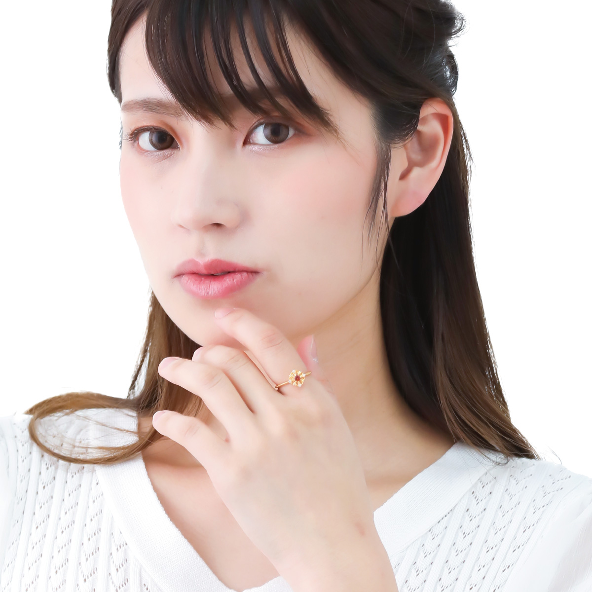 リング レディース シルバー925製 ガーネット キュービックジルコニア アンティーク風 透かし 彫り 模様 金属アレルギー対応 爆買の画像