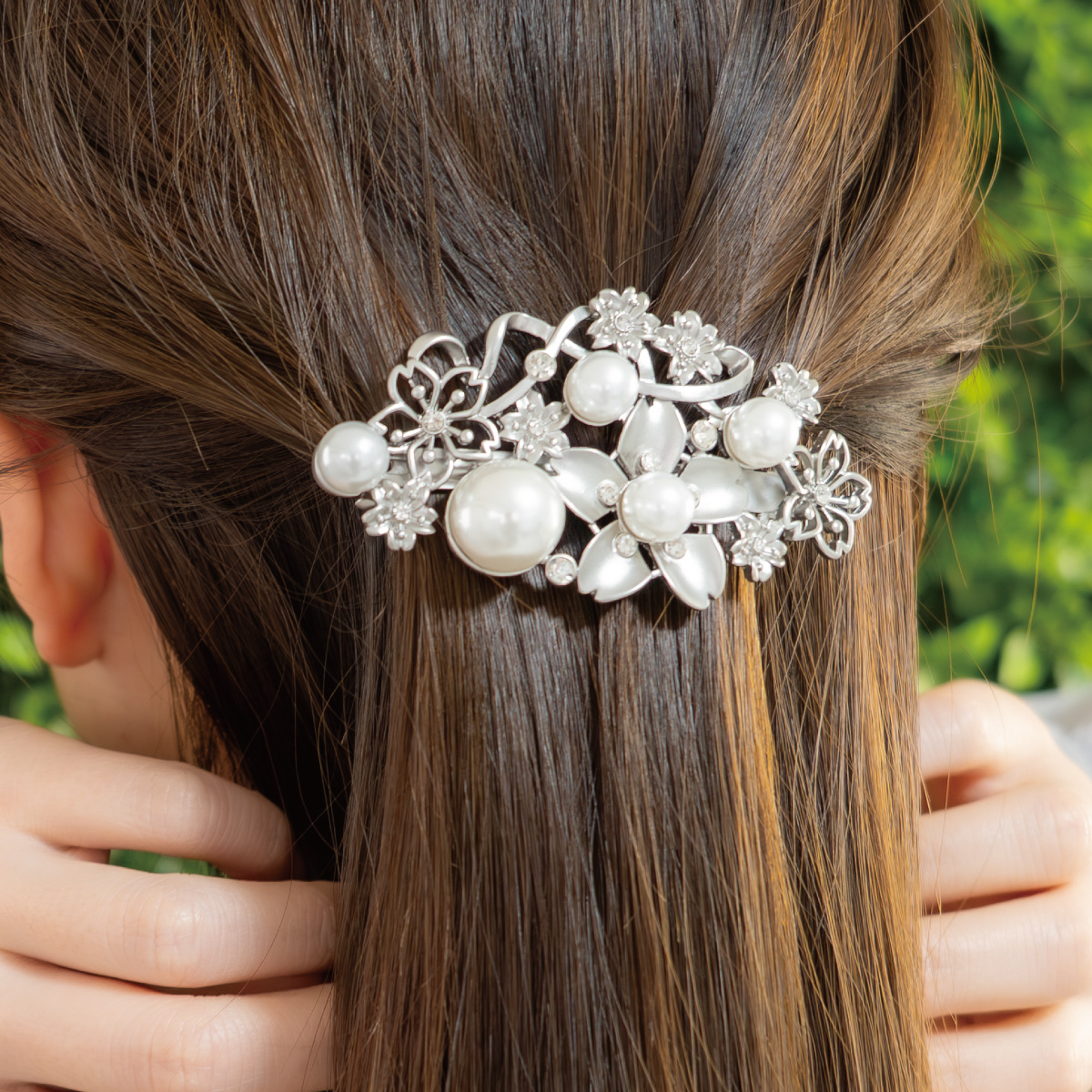 acca サクラフラワー　ヘアバレッタ ヘアバレッタ ヘアクリップ ヘアアクセサリー レディース パール 桜