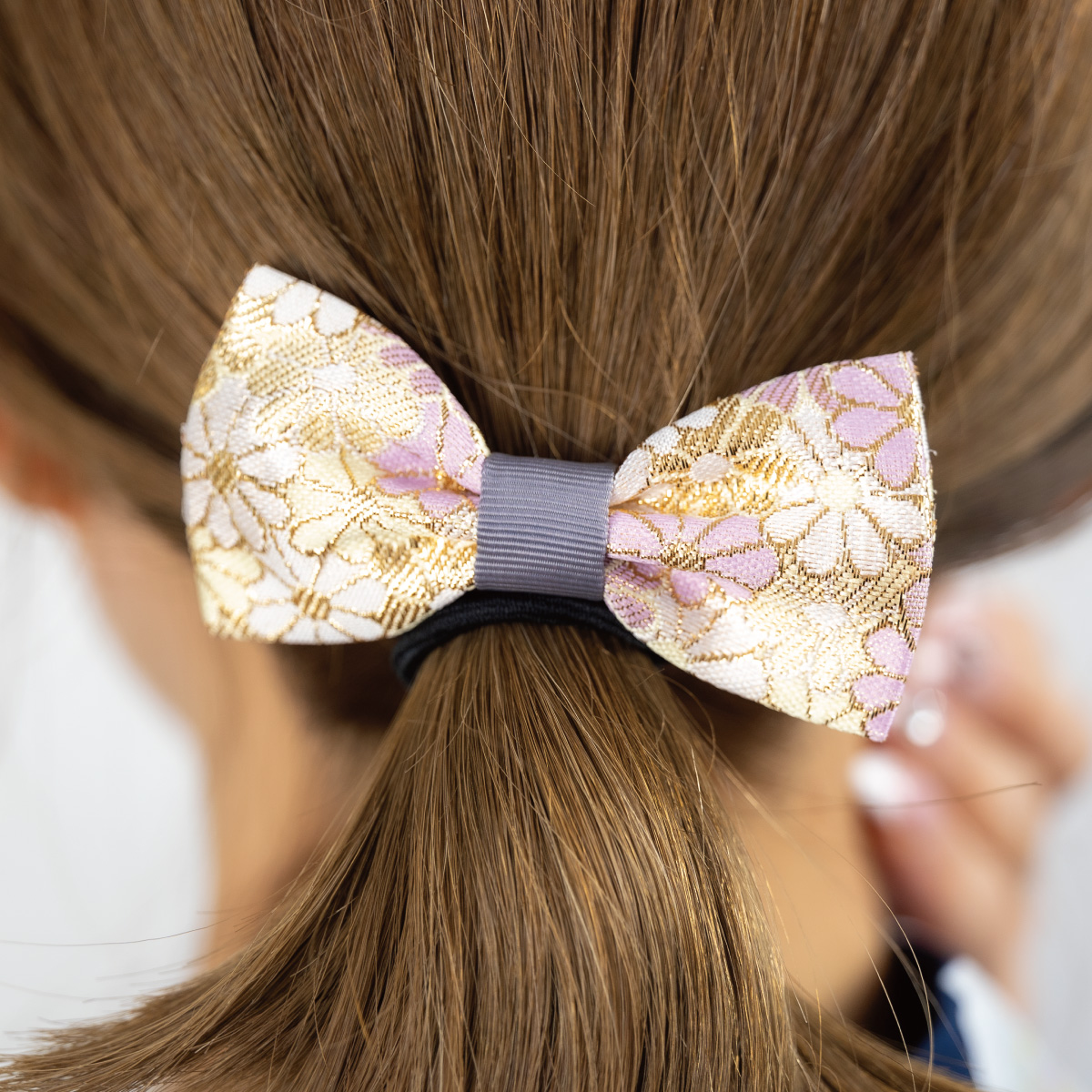 ヘアゴム リボン ヘアアクセサリー レディース 西陣織 金襴 和風 和柄