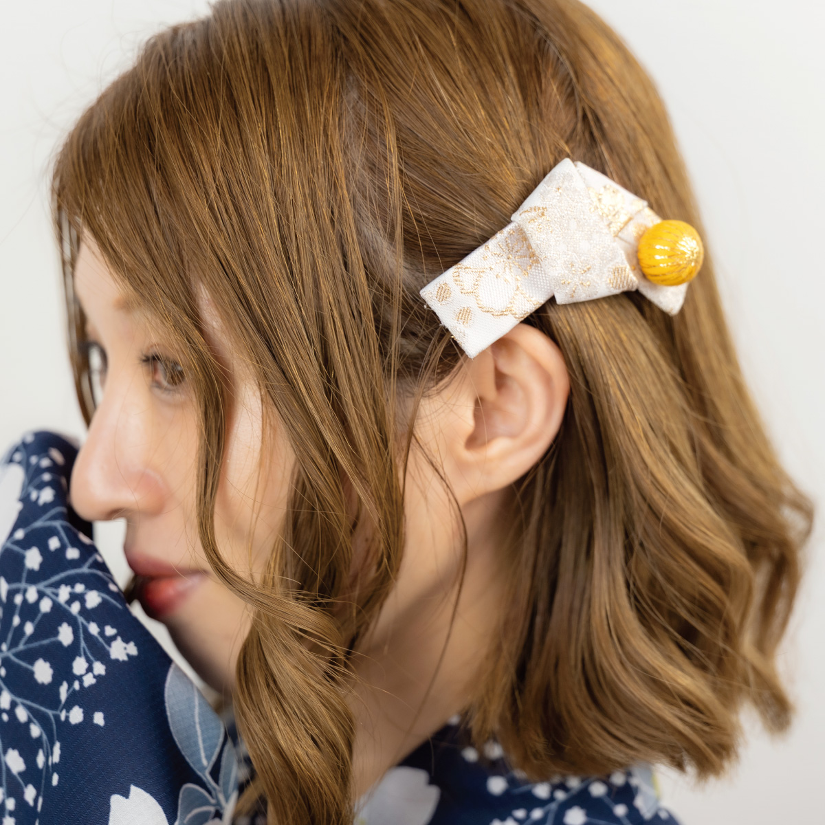 ヘアバレッタ ヘアアクセサリー レディース リボン 西陣織 金襴 和風