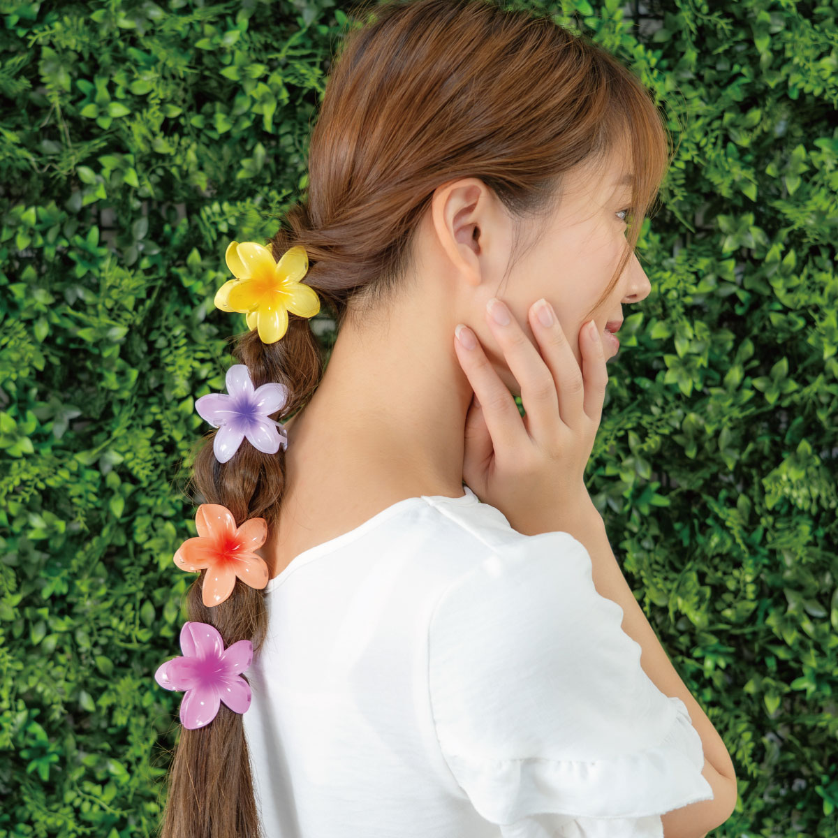 ヘアクリップ バンスクリップ ヘアアクセサリー レディース プルメリア