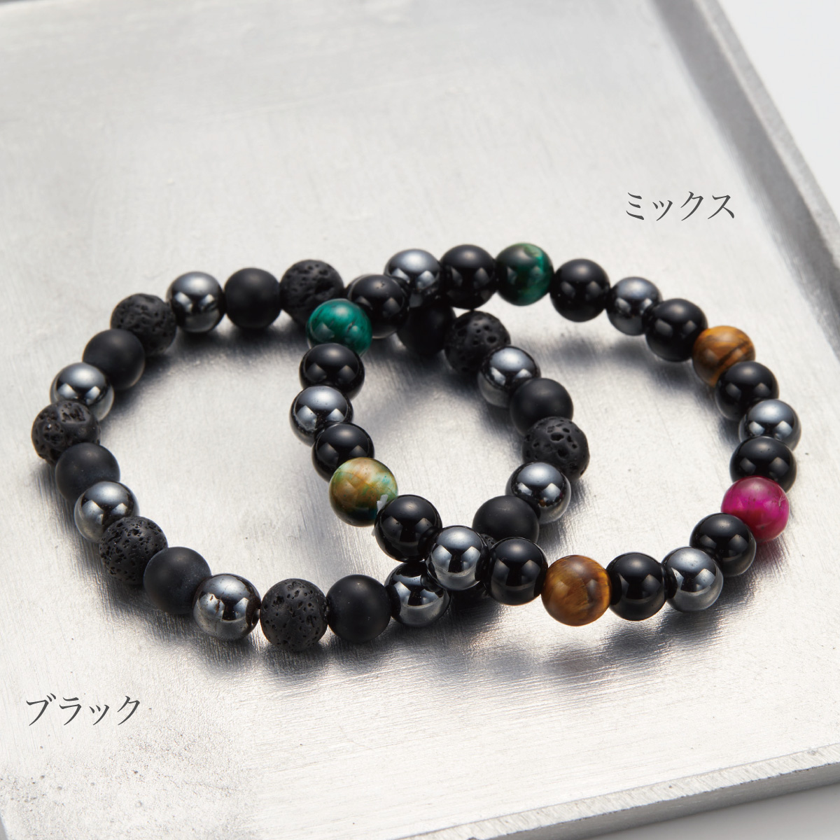 蛇ビーズブレスレット*ブラック×天然石タイガーアイ*シルバー金具*クリスタル 日々 iichi | 天然石ブレスレット クリスタル ヘマタイト タイガーアイ ブレスレット・バングル