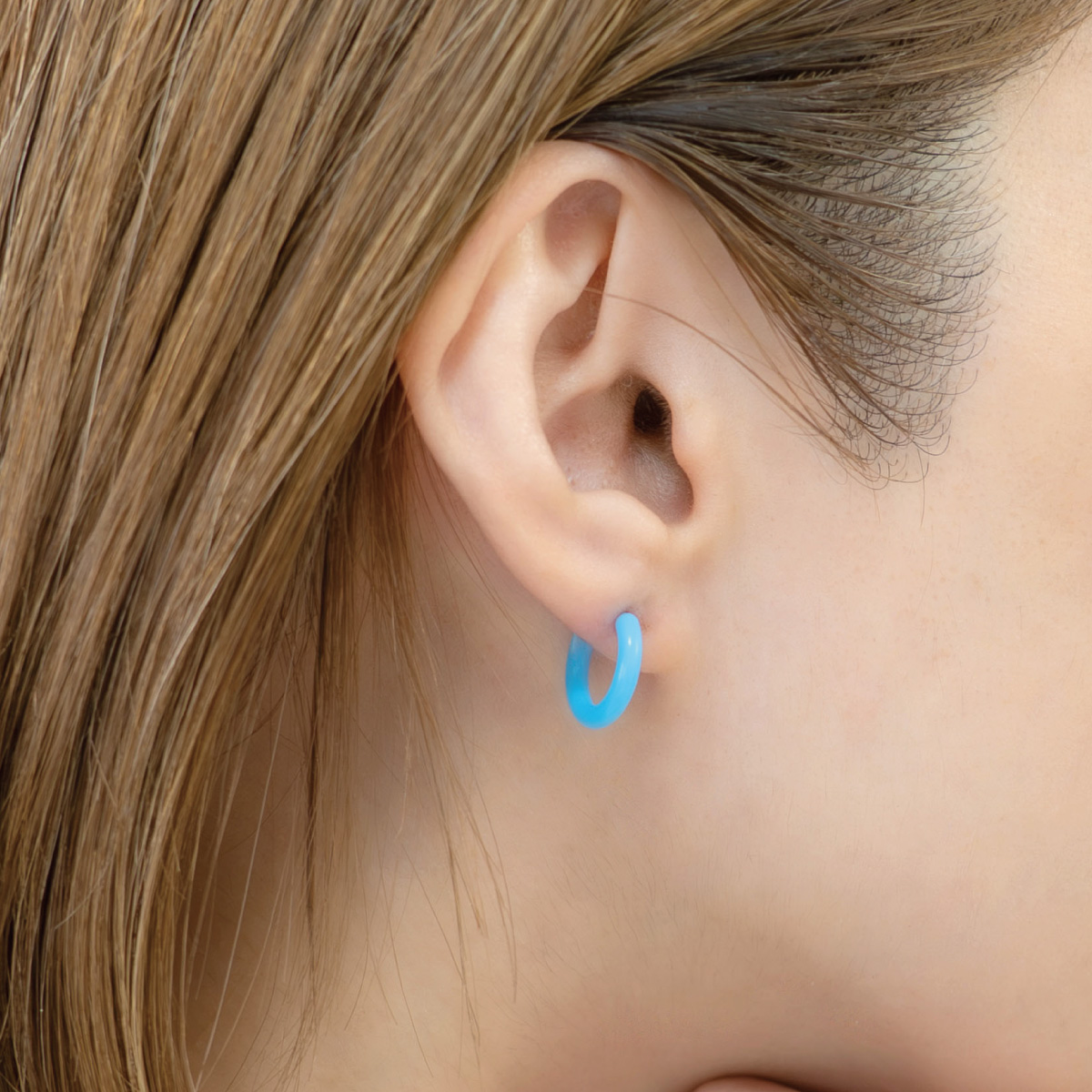 ピアス フープ つけっぱなし 樹脂 レディース メンズ 片耳用 1個売り