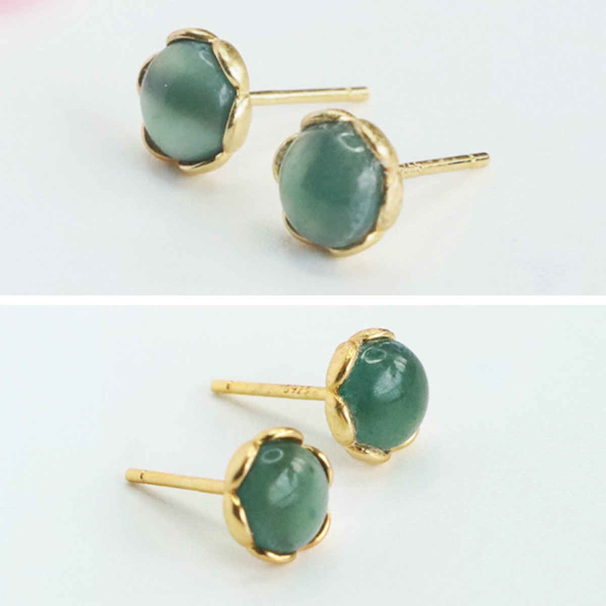 ピアス 翡翠 シルバー925 レディース ジェイド 天然石 フラワー 花