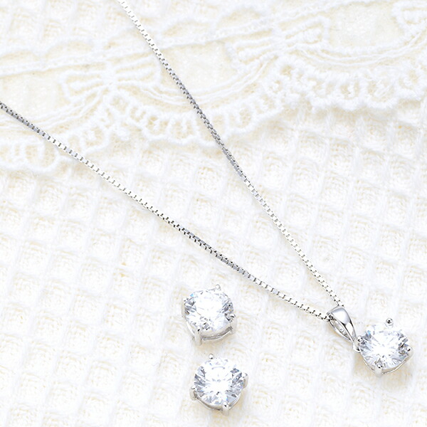 ネックレス ピアス セット スーパーキュービックジルコニア シルバー
