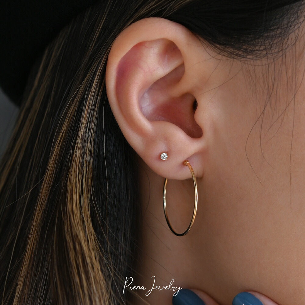 K18フープピアス スナップ クロッシング 25mm 18金 ゴールド