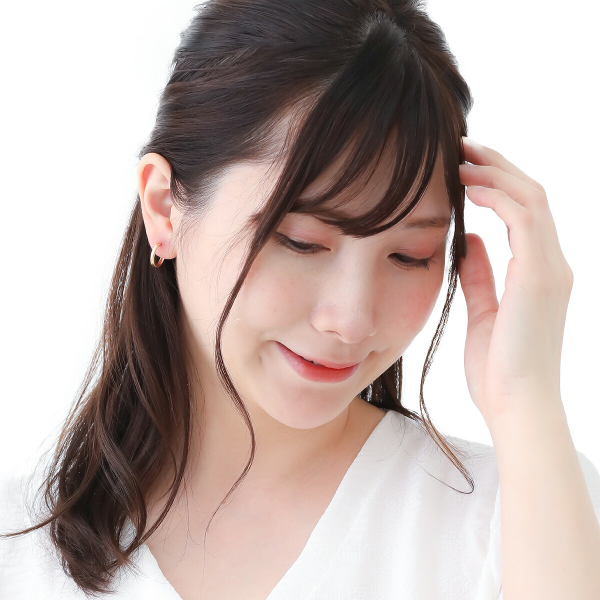 フープピアス K18 18金 ゴールド 甲丸 丸み スナップ シンプル 上品