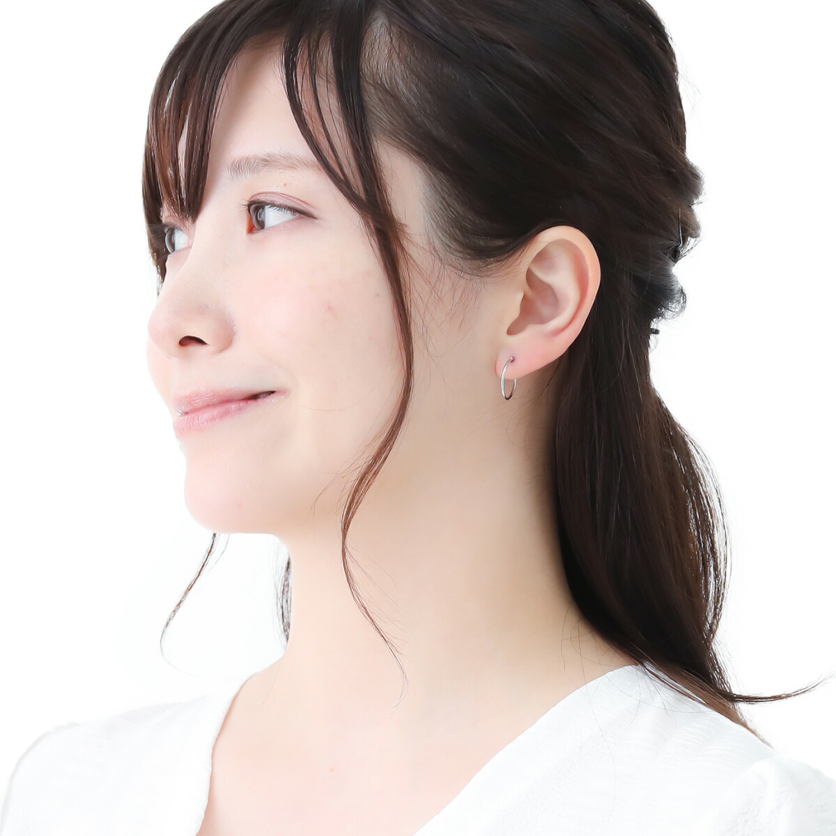 フープピアス プラチナ900 pt900 スナップ 華奢 細身 シンプル 上品