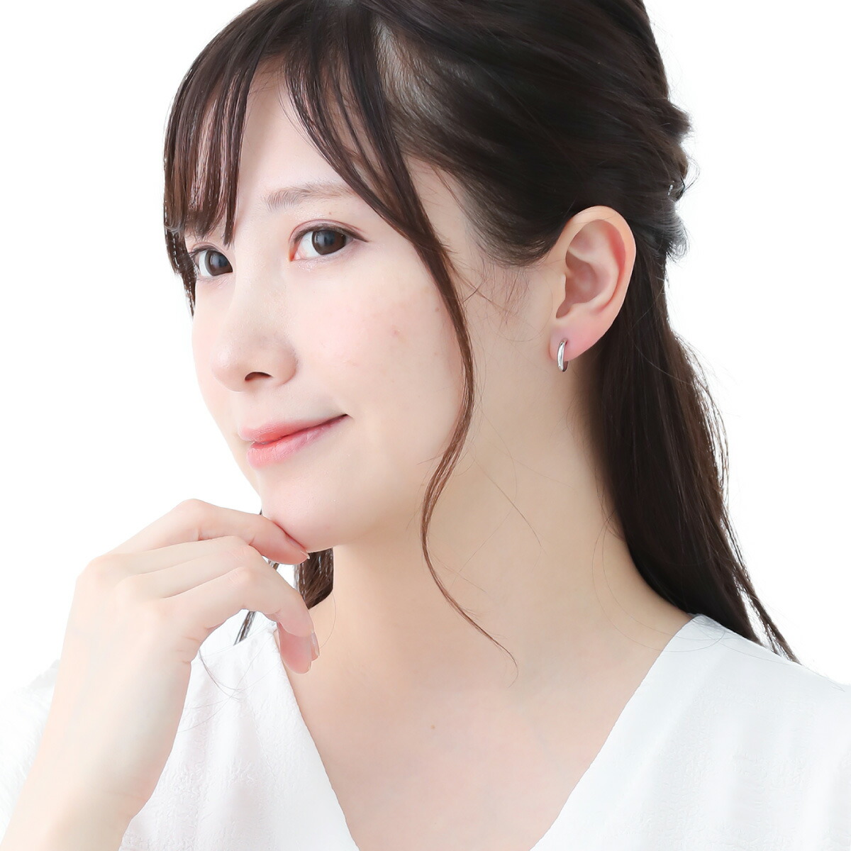 フープピアス プラチナ900 pt900 甲丸 丸み スナップ シンプル 上質