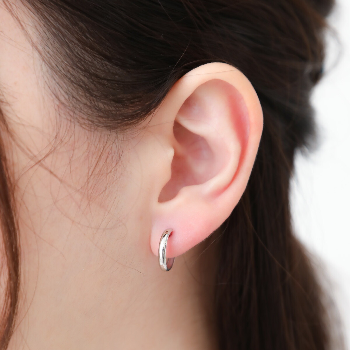 フープピアス プラチナ900 pt900 甲丸 丸み スナップ シンプル 上質