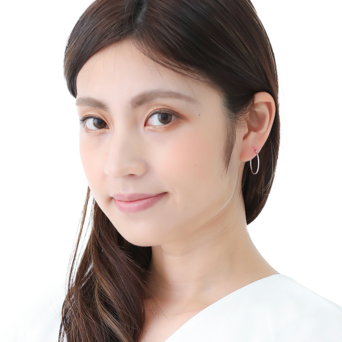 フープピアス K14WG 14金 ホワイトゴールド 華奢 ビッグフープ