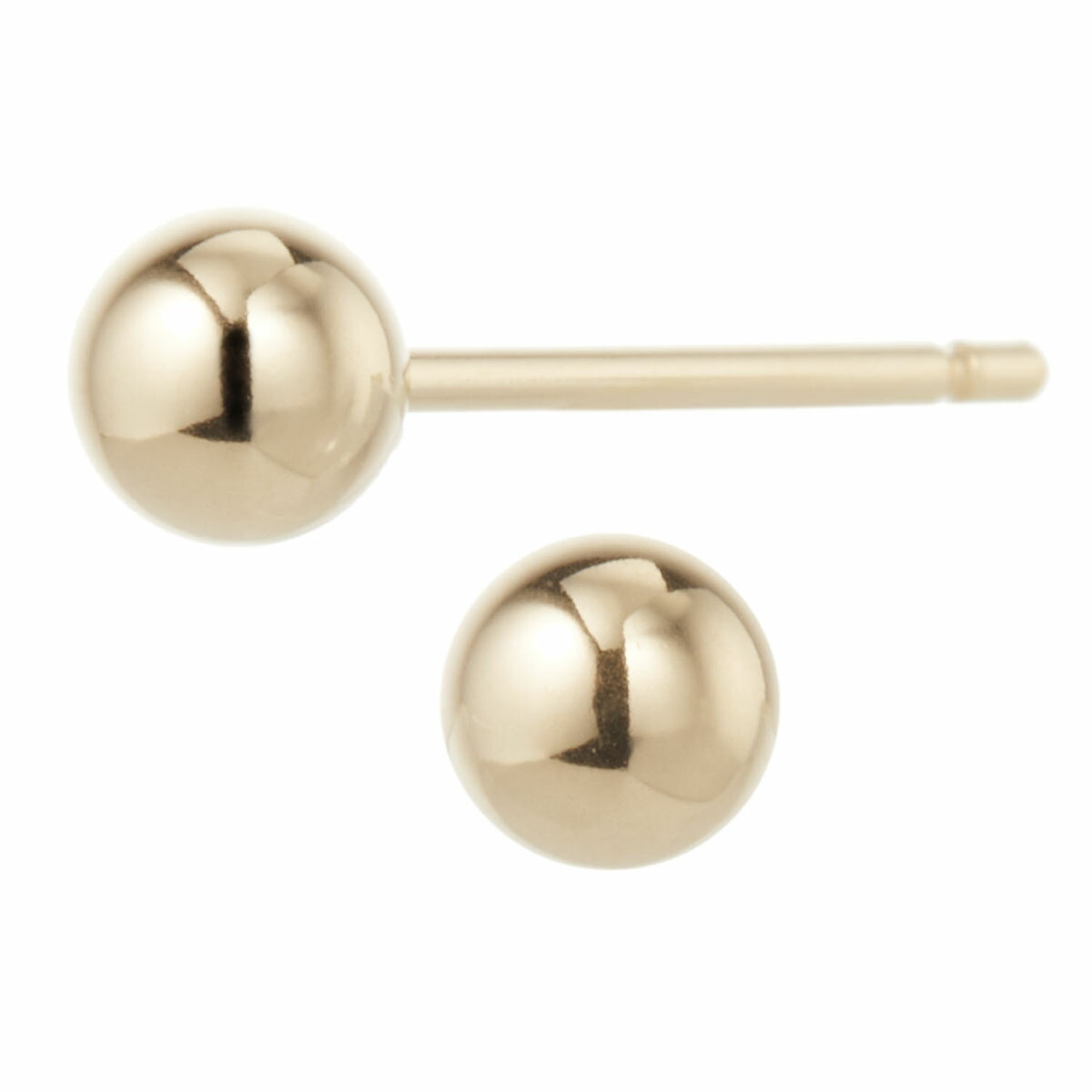 ピアス K18 ロングポスト 4mm玉 ボールピアス タブルロックキャッチ 軸