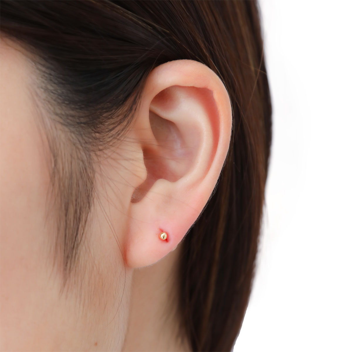 ピアス K18 ロングポスト 2.5mm玉 ボールピアス タブルロックキャッチ
