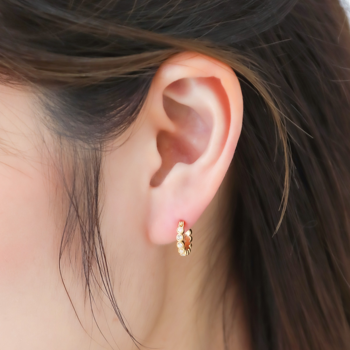 美品♡セイレーンアズーロ♡k18♡ミニフープダイヤピアス