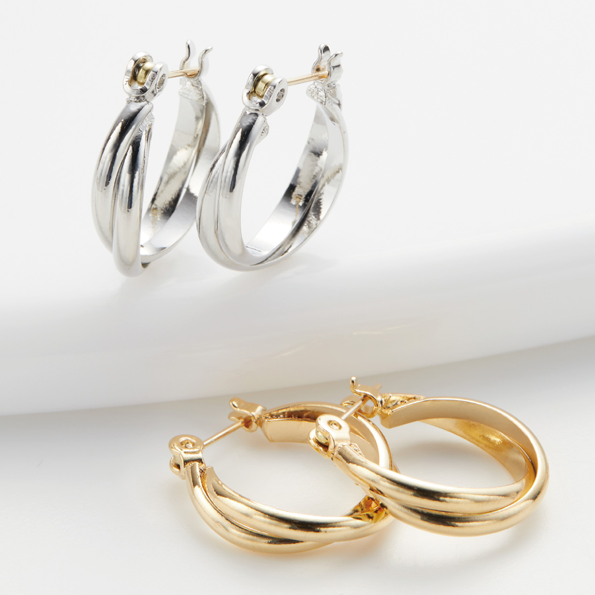＊ｙ＊10金【2連フープ風ピアス イエローゴールド】刻印入 日本製 新品！ フープピアス 18k 2連のおすすめ人気商品一覧 通販 - Yahoo