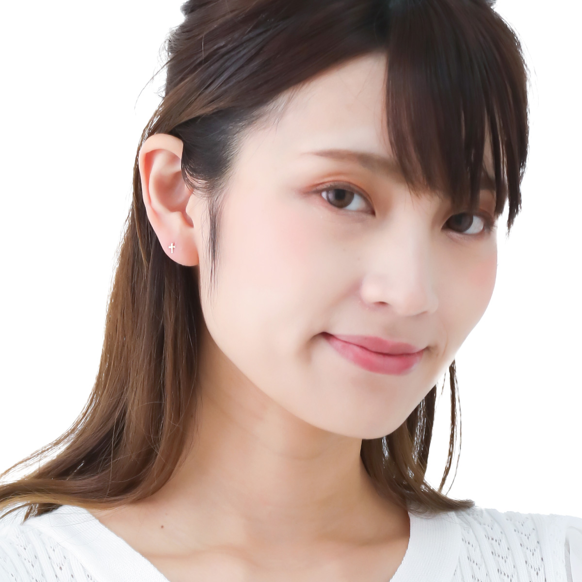 ピアス レディース 日本製 K10 10金 十字架 クロス ミニ 極小