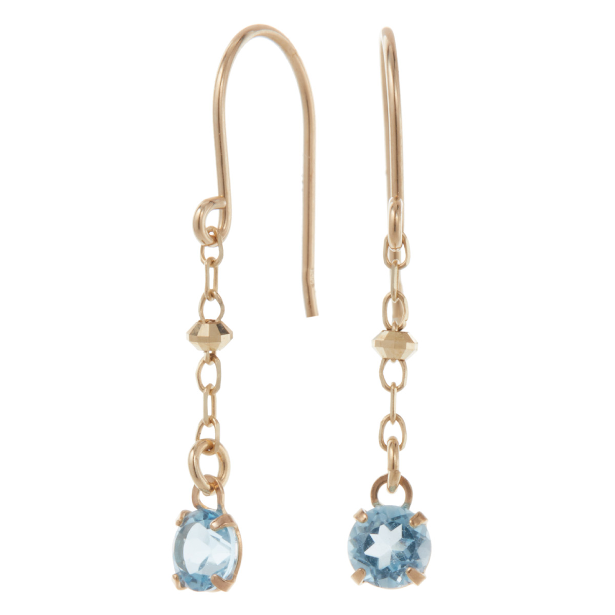 フックピアス 日本製 10金 K10YG 天然石 スモーキークォーツ